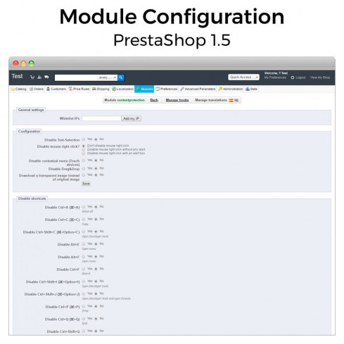 Module Protection de contenus - Défendez votre boutique pour PrestaShop