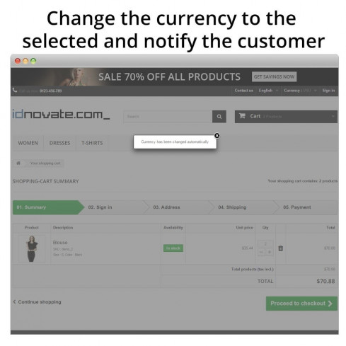 Módulo Fuerza la moneda en el carrito para PrestaShop