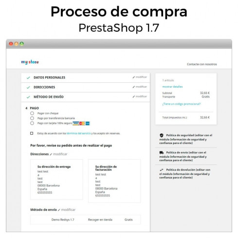 BBVA Virtual POS Redsys®* (Bizum®*, Refunds, Click to Pay) module for PrestaShop