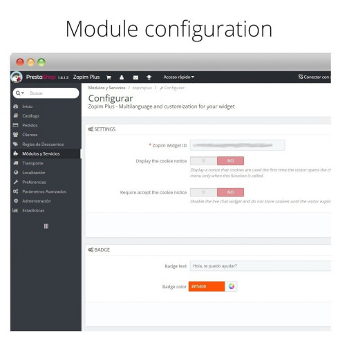Módulo Zendesk - Zopim - Chat en directo con clientes para PrestaShop