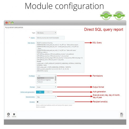 Advanced reports module for PrestaShop