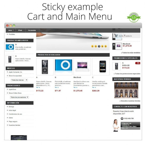 Module Sticky (Collant) n'importe quelle partie du thème pour PrestaShop