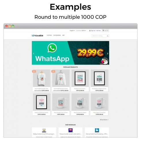 Module Arrondir les prix (5ct, 10ct, .99, .95, suisse, etc.) pour PrestaShop