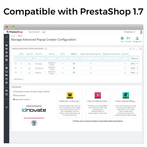 Módulo Popup - Avisos - Formulario de suscripción (newsletter) para PrestaShop