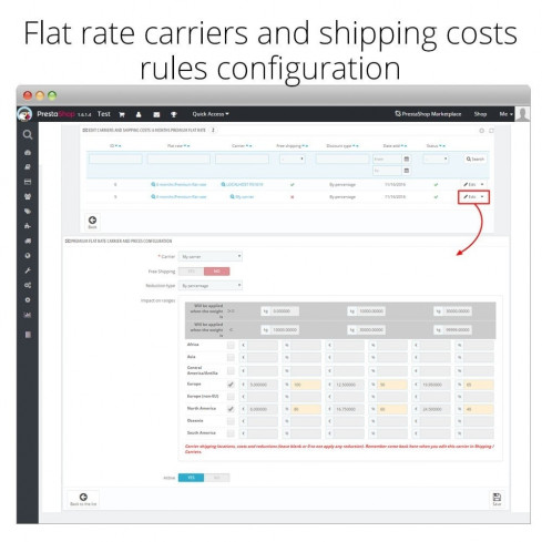 Módulo Tarifa plana de envíos Premium y descuentos por envío para PrestaShop