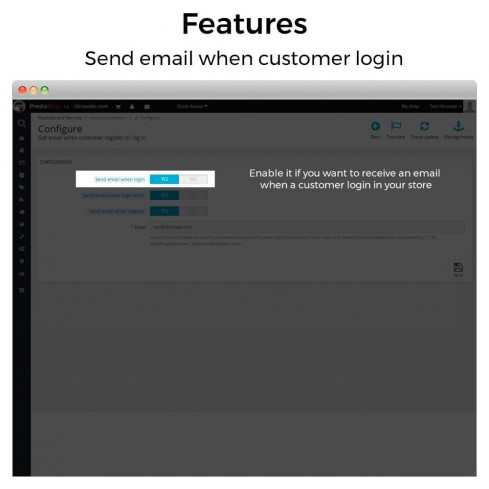 Module Get email when customer register or login pour PrestaShop