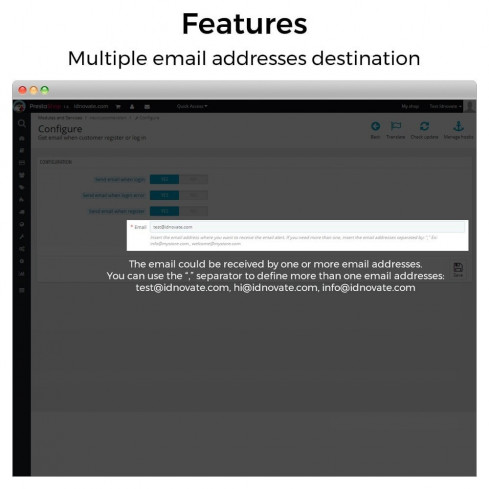 Module Get email when customer register or login pour PrestaShop