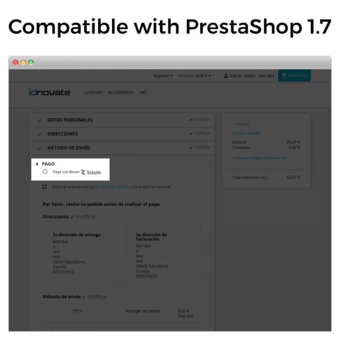 Module Bizum ®* - Mobile payment (with fees and discounts) pour PrestaShop