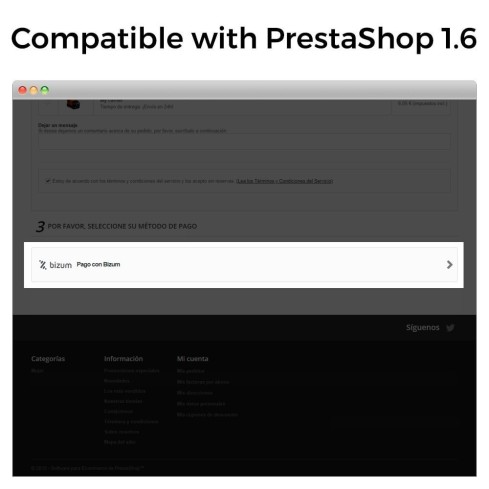 Módulo Bizum ®* - Pago con el móvil (con recargos y descuentos) para PrestaShop