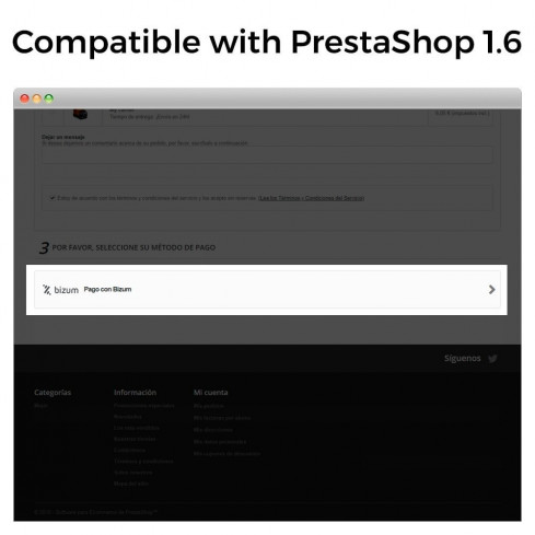 Módulo Bizum®* - Pago con el móvil (con recargos y descuentos) para PrestaShop