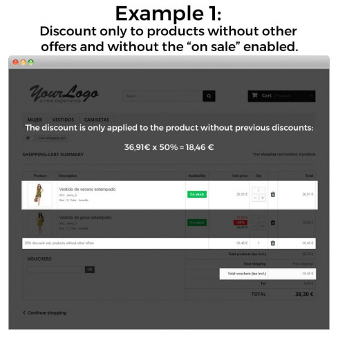 Módulo Reglas de Descuento no acumulativas a otros descuentos para PrestaShop