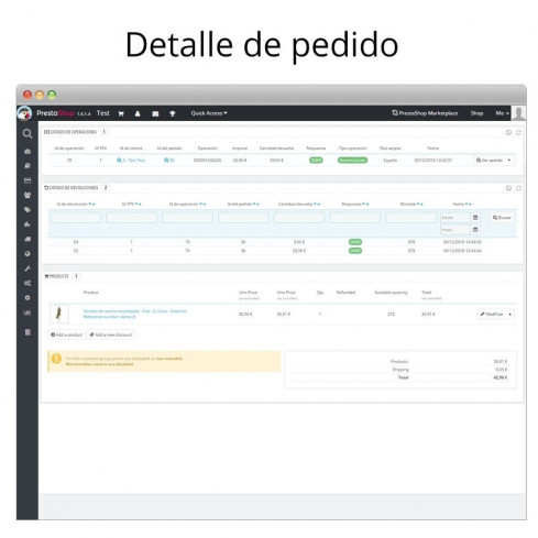 Módulo Redsys®* Insite pago tarjeta y gestión de devoluciones para PrestaShop