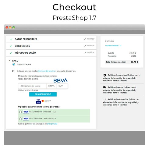 Module Redsys ®* Insite virtual POS card payment and refunds pour PrestaShop