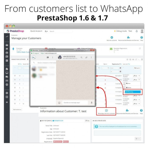 Módulo WhatsApp - Chat con clientes y WhatsApp para Negocios para PrestaShop