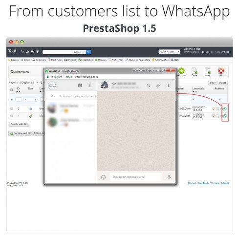 Módulo WhatsApp - Chat con clientes y WhatsApp para Negocios para PrestaShop