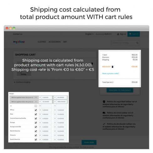 Module Frais d'expédition sans règles de panier d'achat/rabais pour PrestaShop