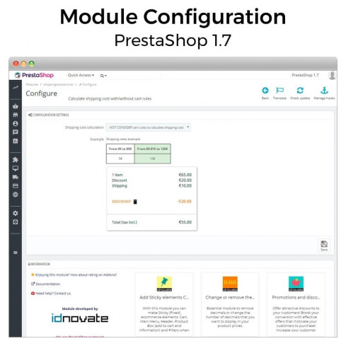 Module Frais d'expédition sans règles de panier d'achat/rabais pour PrestaShop