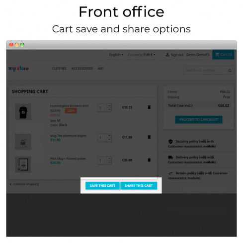 Módulo Compartir y guardar carrito - Crear carrito desde URL para PrestaShop