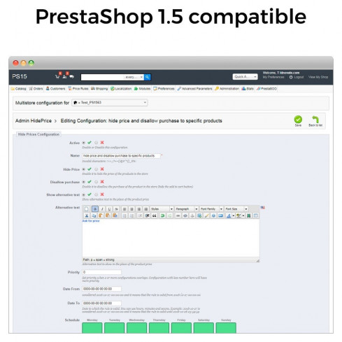 Módulo Ocultar precios y desactivar la compra para PrestaShop