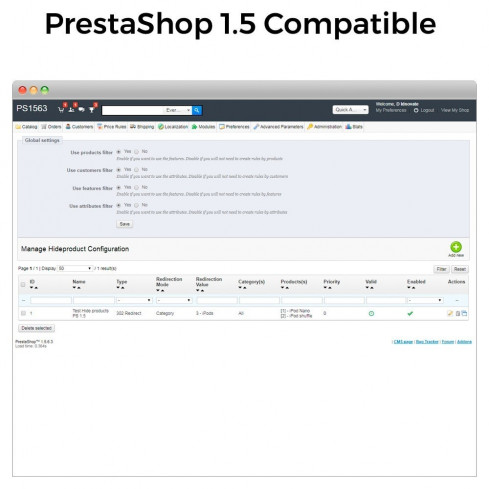 Módulo Ocultar productos (sin stock, por precios, por país) para PrestaShop