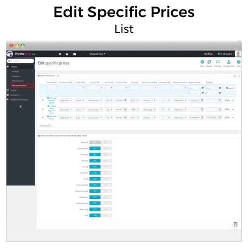 Modulo Modifica prezzi specifici per PrestaShop