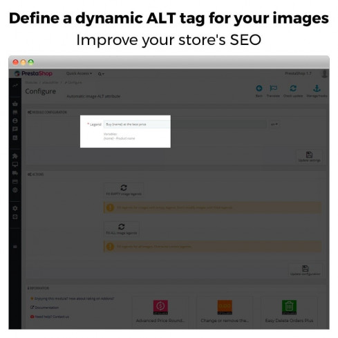 Module Balise ALT d'image automatique - SEO dans l'image pour PrestaShop
