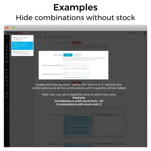 Module Hide product attributes and combinations pour PrestaShop