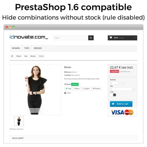 Módulo Ocultar atributos y combinaciones de producto para PrestaShop