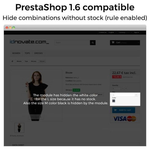 Módulo Ocultar atributos y combinaciones de producto para PrestaShop