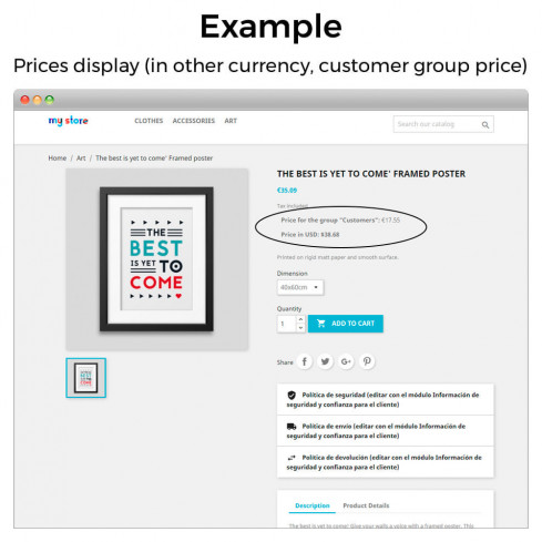 Show additional prices (currencies, taxes, discounts) module for PrestaShop