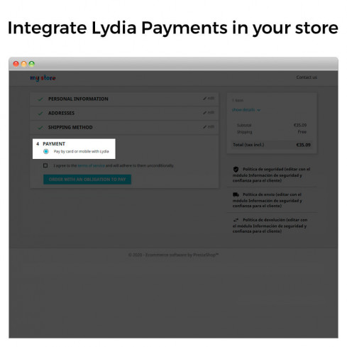 Module Lydia Paiements (Sumeria) - Gratuits et instantanés pour PrestaShop