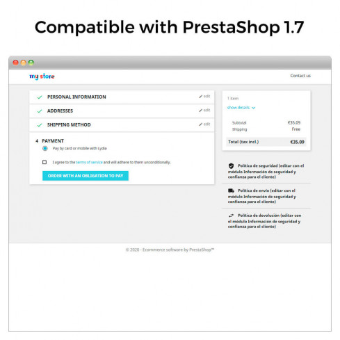 Módulo Lydia Payments (Sumeria) - Free and instant payments para PrestaShop