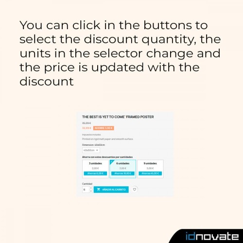 Módulo Muestra los descuentos por cantidad en formato botón para PrestaShop
