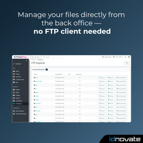 Module Gestionnaire de fichiers avancé – Explorateur FTP pour PrestaShop