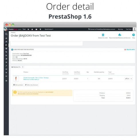 Manual Credit Card Processing - Offline payment module for PrestaShop