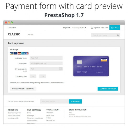 Módulo Pago offline/manual con tarjeta de crédito/débito para PrestaShop