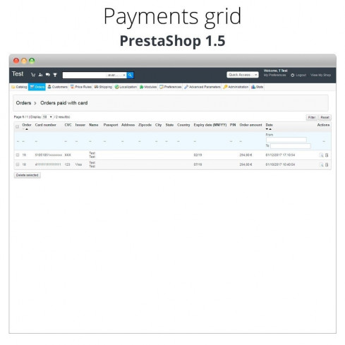 Módulo Pago offline/manual con tarjeta de crédito/débito para PrestaShop