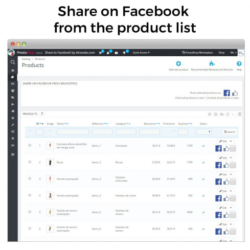Modulo Condividi sui Social Network dal Backoffice per PrestaShop