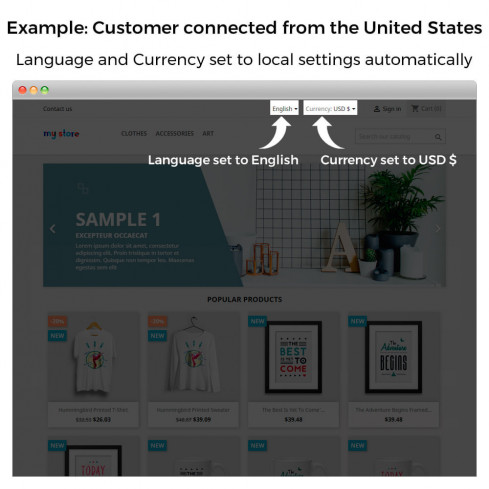 Modulo Cambio Auto di Paese, Lingua/Valuta - Geolocalizzazione per PrestaShop