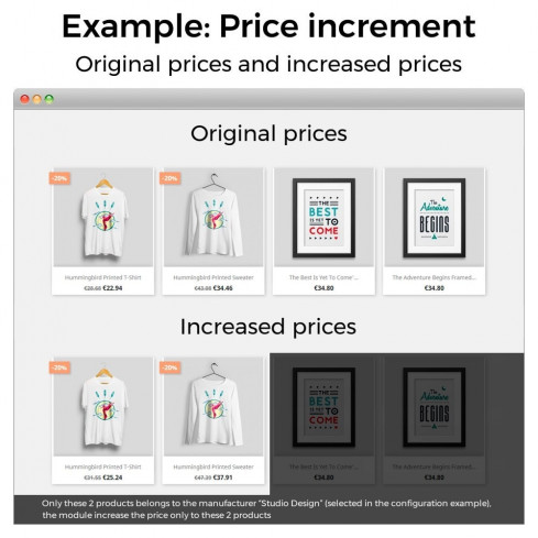 Modulo Aumenti di prezzo, sconti e prezzi fissi per PrestaShop