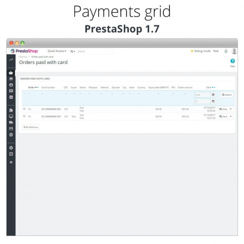 Manual Credit Card Processing - Offline payment-Modul für PrestaShop