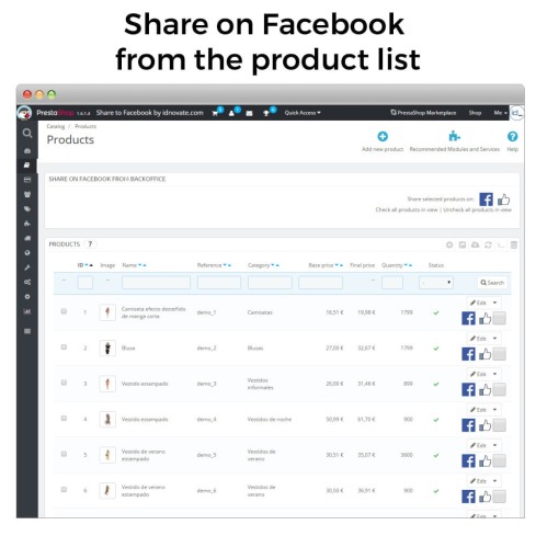 Module Partage sur Réseau Social depuis le Backoffice pour PrestaShop