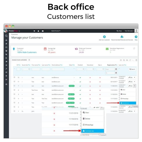 Modulo Super Utente - Collegarsi come cliente per PrestaShop