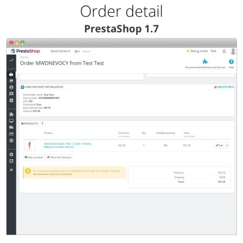 Manual Credit Card Processing - Offline payment module for PrestaShop