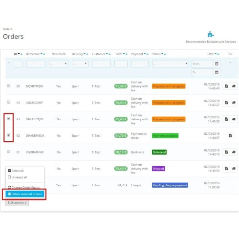 Módulo Borrar pedidos plus - Elimina pedidos fácilmente para PrestaShop
