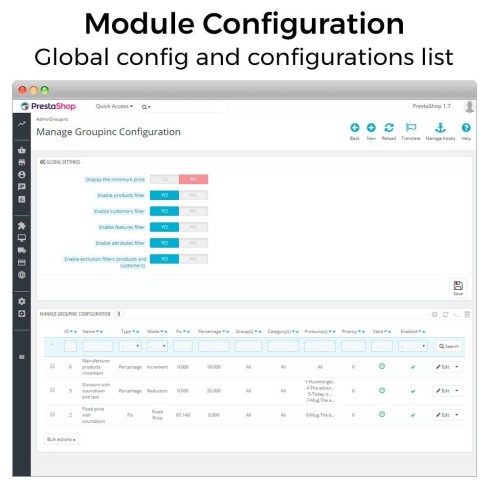 Modulo Aumenti di prezzo, sconti e prezzi fissi per PrestaShop