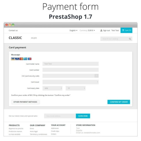 Module Paiement offline/manuel avec une carte de crédit/débit pour PrestaShop