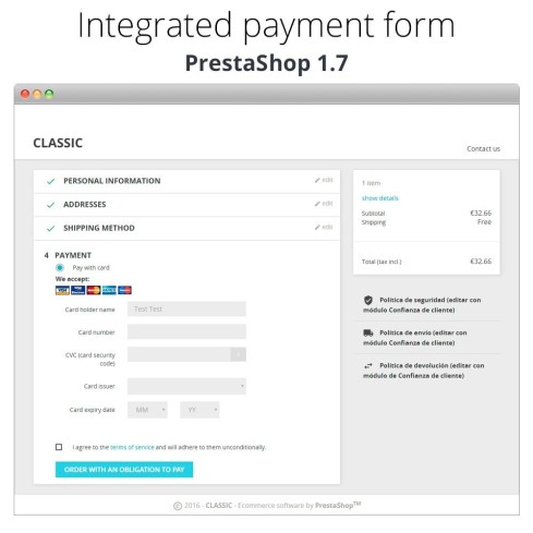 Module Paiement offline/manuel avec une carte de crédit/débit pour PrestaShop
