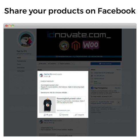 Module Partage sur Réseau Social depuis le Backoffice pour PrestaShop