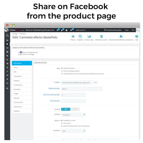 Module Partage sur Réseau Social depuis le Backoffice pour PrestaShop